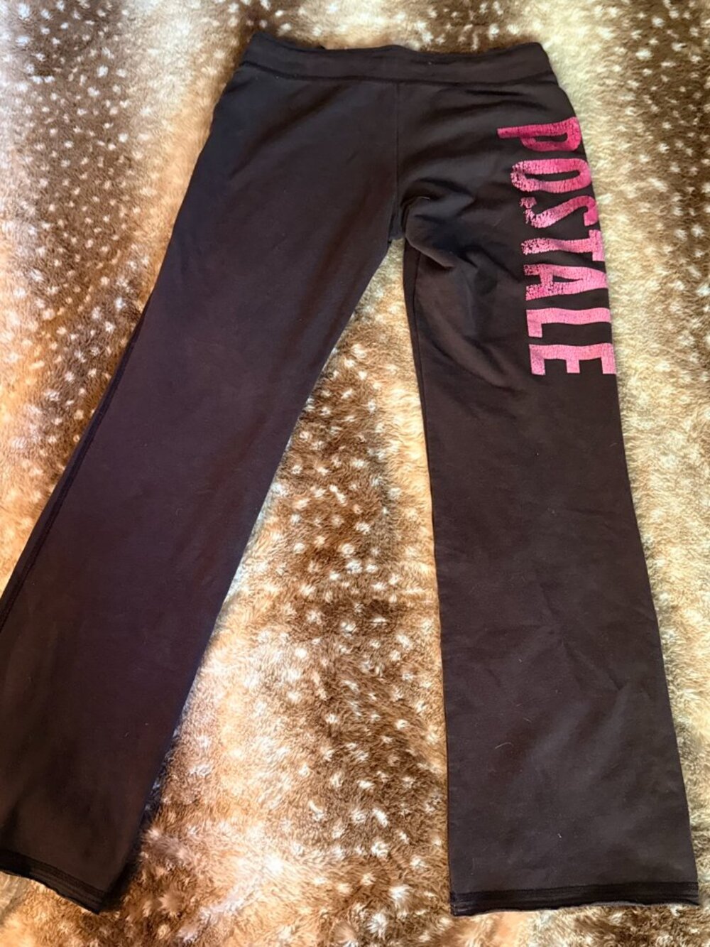 Aeropostale M Brown Low Rise Flare Fleece Sweatpants Pink “AERO NYC” Logo (Worn) - Picture 6 of 7